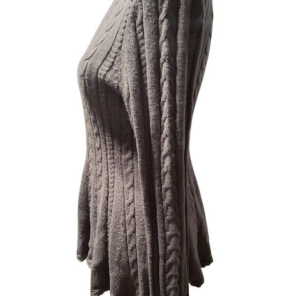 Antonio Melani Tailored Ruffle Bottom Tan Long Sleeve Women's Sweater Size Med - Picture 2 of 9